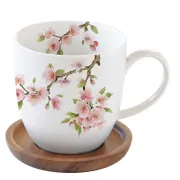 Sakura kubek z drewnianym spodkiem 350 ml