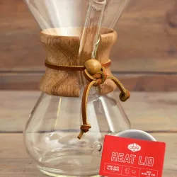 Zestaw Chemex na 6 filiżanek uchwyt drewniany i przykrywka Able Heat Lid biały