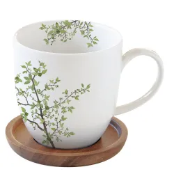 Natura kubek z drewnianym spodkiem pojemność 350 ml