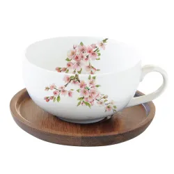 Sakura filiżanka z drewnianym spodkiem 250 ml