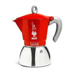 Bialetti New Moka Induction kawiarka stalowa na indukcję 6 tz / 280 ml czerwona