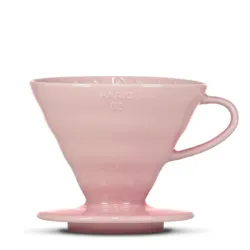 Hario dripper V60 ceramiczny różowy + 40 filtrów V02
