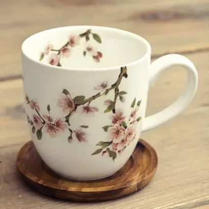 Sakura kubek z drewnianym spodkiem 350 ml - zdjęcie 2