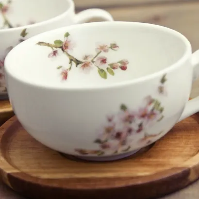 Sakura zestaw 2 filiżanek z drewnianymi spodkami 100 ml - zdjęcie 2