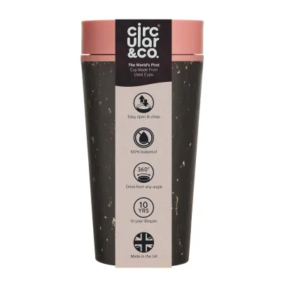 Kubek Circular Cup 340ml czarno - różowy - zdjęcie 2