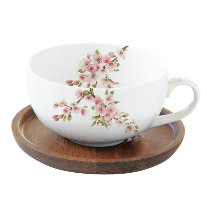 Sakura filiżanka z drewnianym spodkiem 250 ml - zdjęcie 1