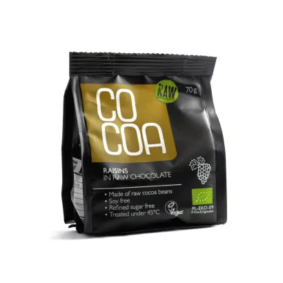 COCOA Rodzynki w surowej czekoladzie BIO waga 70 g - miniatura 2