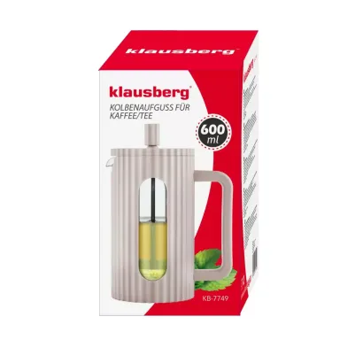 Klausberg French press zaparzacz do kawy i herbaty 600 ml beżowy - miniatura 2