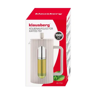 Klausberg French press zaparzacz do kawy i herbaty 1000 ml beżowy - miniatura 2