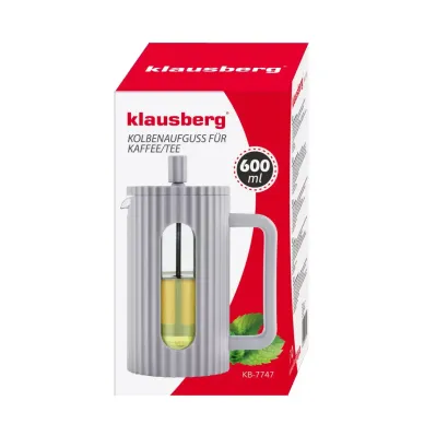 Klausberg French press zaparzacz do kawy i herbaty 600 ml szary - miniatura 2