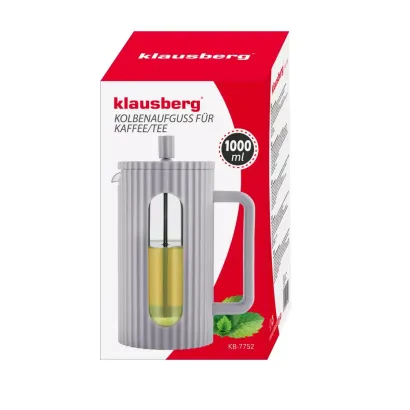 Klausberg French press zaparzacz do kawy i herbaty 1000 ml szary - miniatura 2