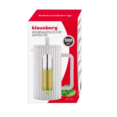 Klausberg French press zaparzacz do kawy i herbaty 1000 ml kremowy - miniatura 2