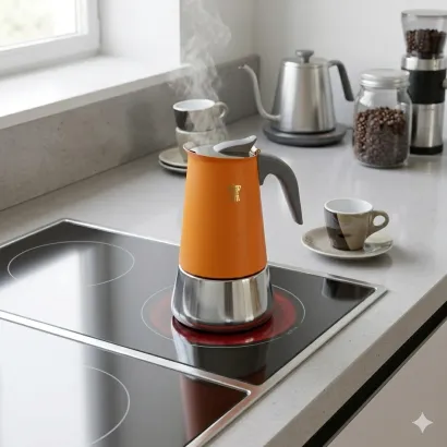 Pezzetti Steelexpress kawiarka stalowa na indukcję 10 tz / 500 ml pomarańczowa - miniatura 2