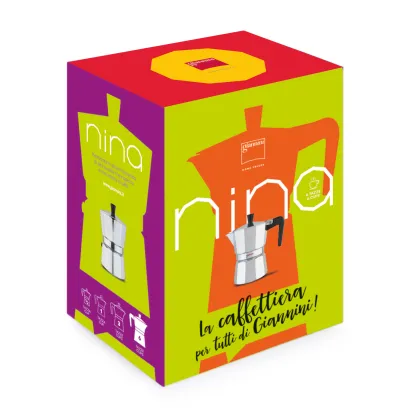 Giannini Nina kawiarka aluminiowa na gaz 6 tz / 300 ml srebrna - zdjęcie 2