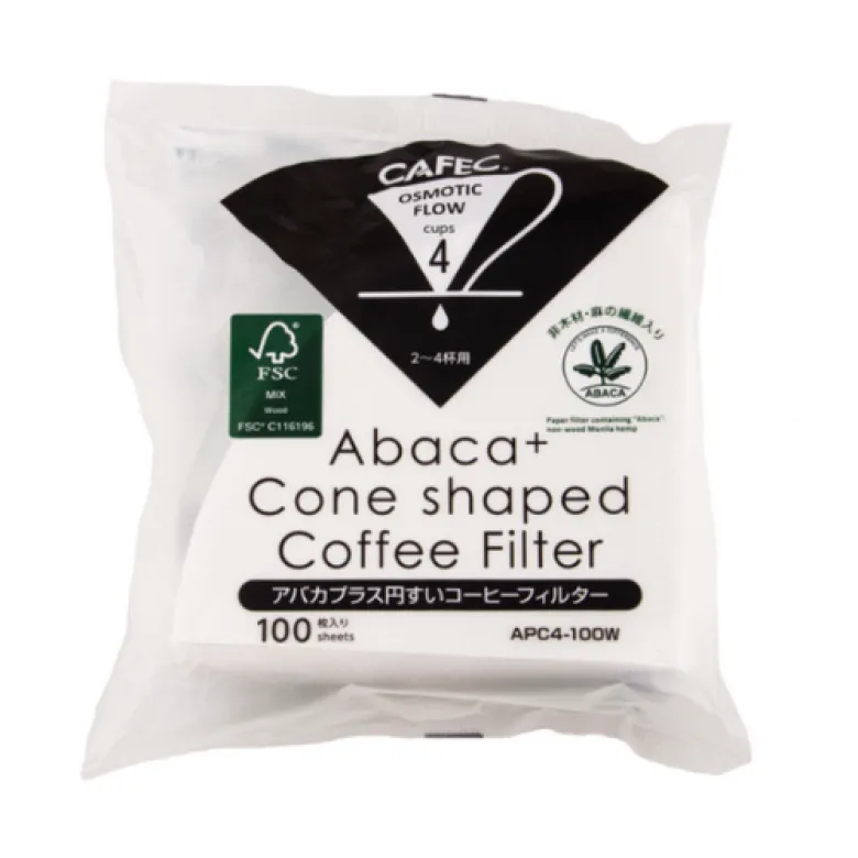 CAFEC Filtry papierowe stożkowe ABACA+ 4 filiżanki 100 szt.