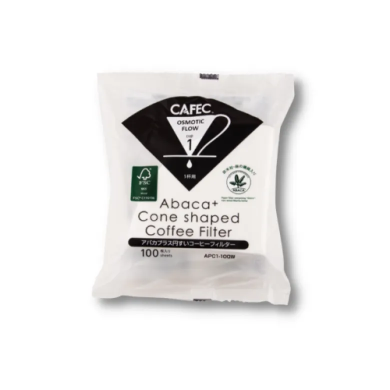 CAFEC Filtry papierowe stożkowe ABACA+ pojemność 1 filiżanka sztuk 100 szt.