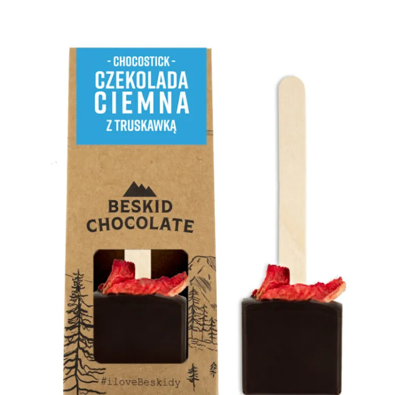 Beskid Chocolate Chocostick z czekolady ciemnej z truskawką waga 45 g