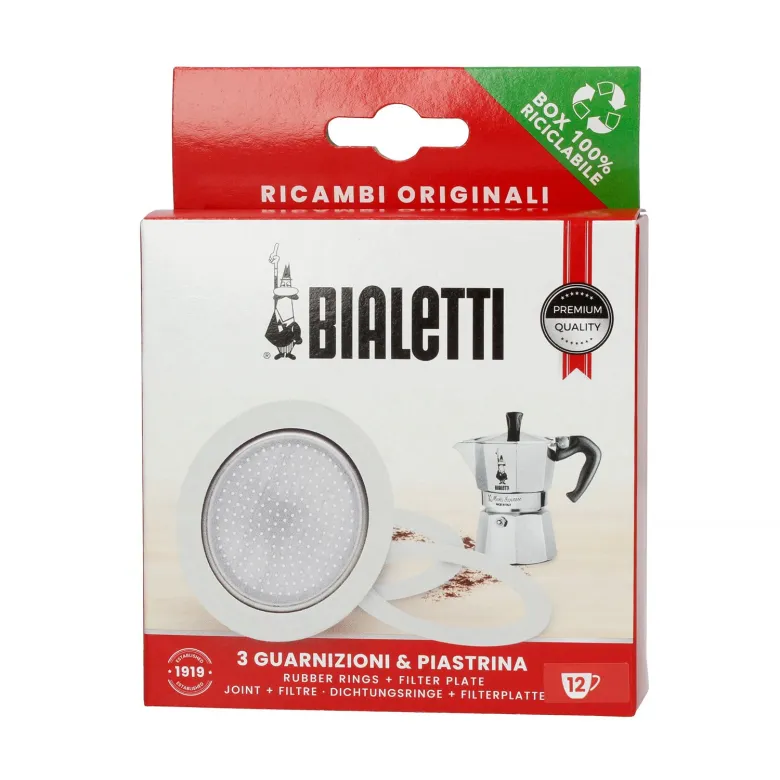 Uszczelki i sitko do kawiarek aluminiowych Bialetti Moka Express rozmiar 12 tz
