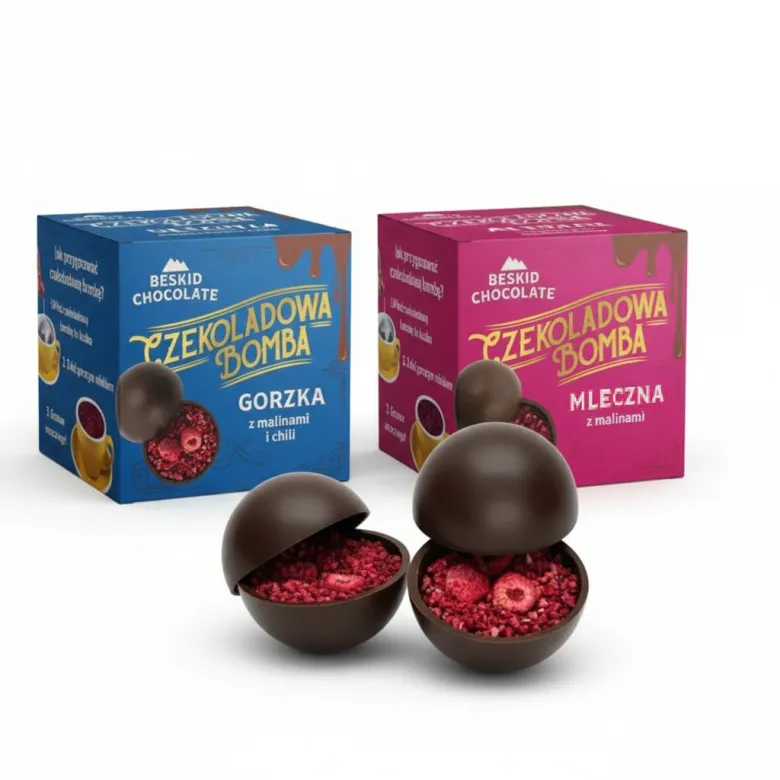 Beskid Chocolate Zestaw bomb czekoladowych z malinami 90 g
