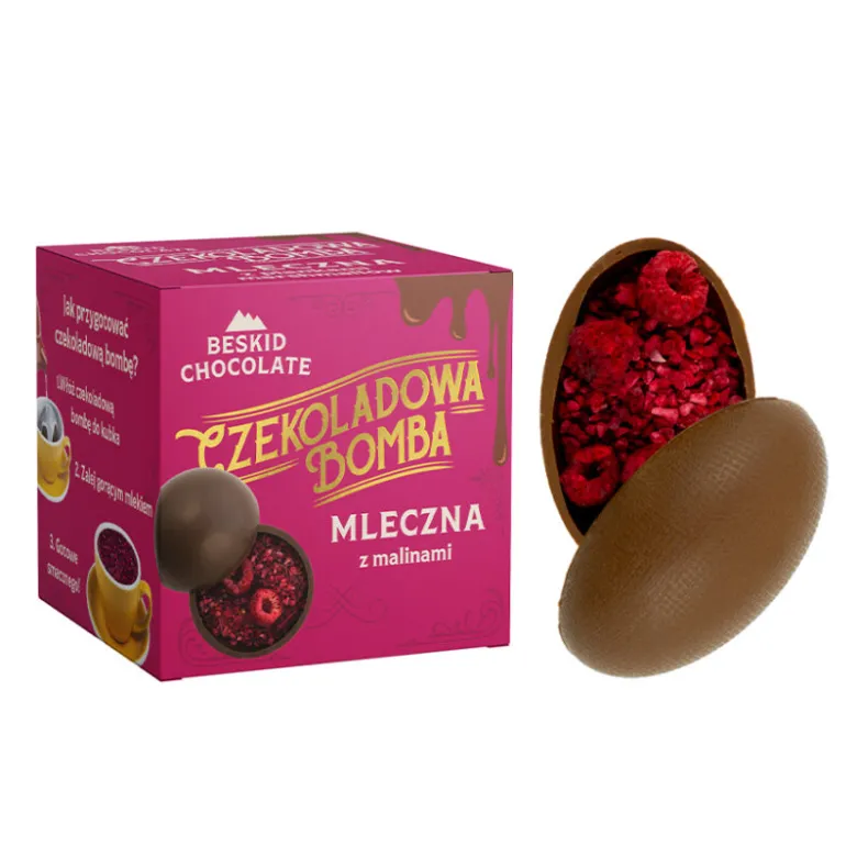 Beskid Chocolate Czekoladowa Bomba Jajo mleczna z malinami 45 g