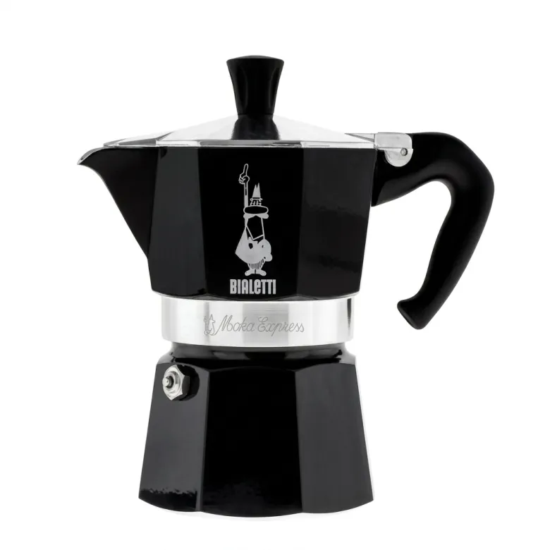 Bialetti Moka Express Color kawiarka aluminiowa na gaz 3 tz / 130 ml czarna - zdjęcie 1