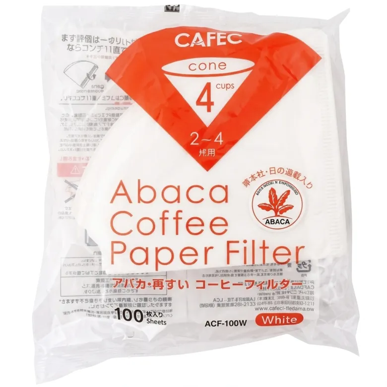 CAFEC Filtry papierowe stożkowe ABACA 4 filiżanki 100 szt.