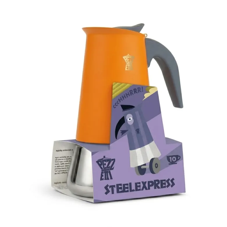 Pezzetti Steelexpress kawiarka stalowa na indukcję 10 tz / 500 ml pomarańczowa - zdjęcie 1
