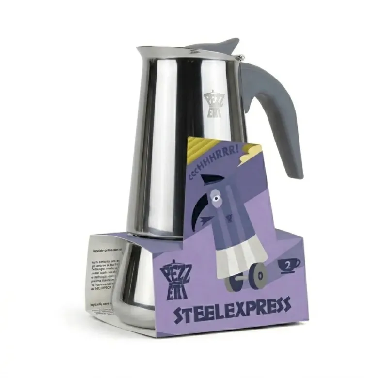 Pezzetti Steelexpress kawiarka stalowa na indukcję 2 tz / 100 ml srebrna - zdjęcie 1